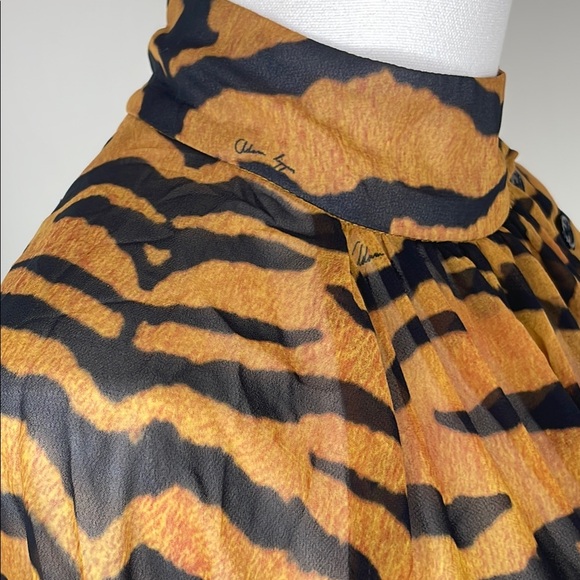Adam Lippes Collective Tiger Print Mock Neck Blouse, 2 - Picture 10 of 15